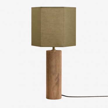 Carolina Mango Wood Table Lamp Mango Wood & Sage Green Ø30 Cm - ↑25 Cm Tenerife - Sklum