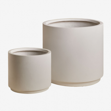Set Of 2 Outdoor Planters Ø25 Cm / Ø45 Cm In Polyresin Saturn White - Sklum