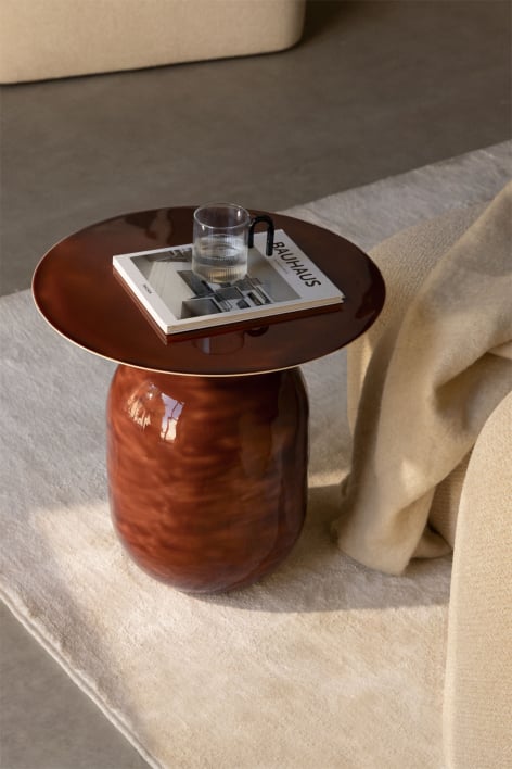 Round iron side table Truax