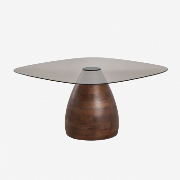 Mariana Square Coffee Table, 80x80 Cm, Made Of Mango Wood And Glass Dark Handle Wood - Sklum