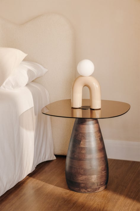 Square bedside table 50x50 cm in tempered glass Mariana