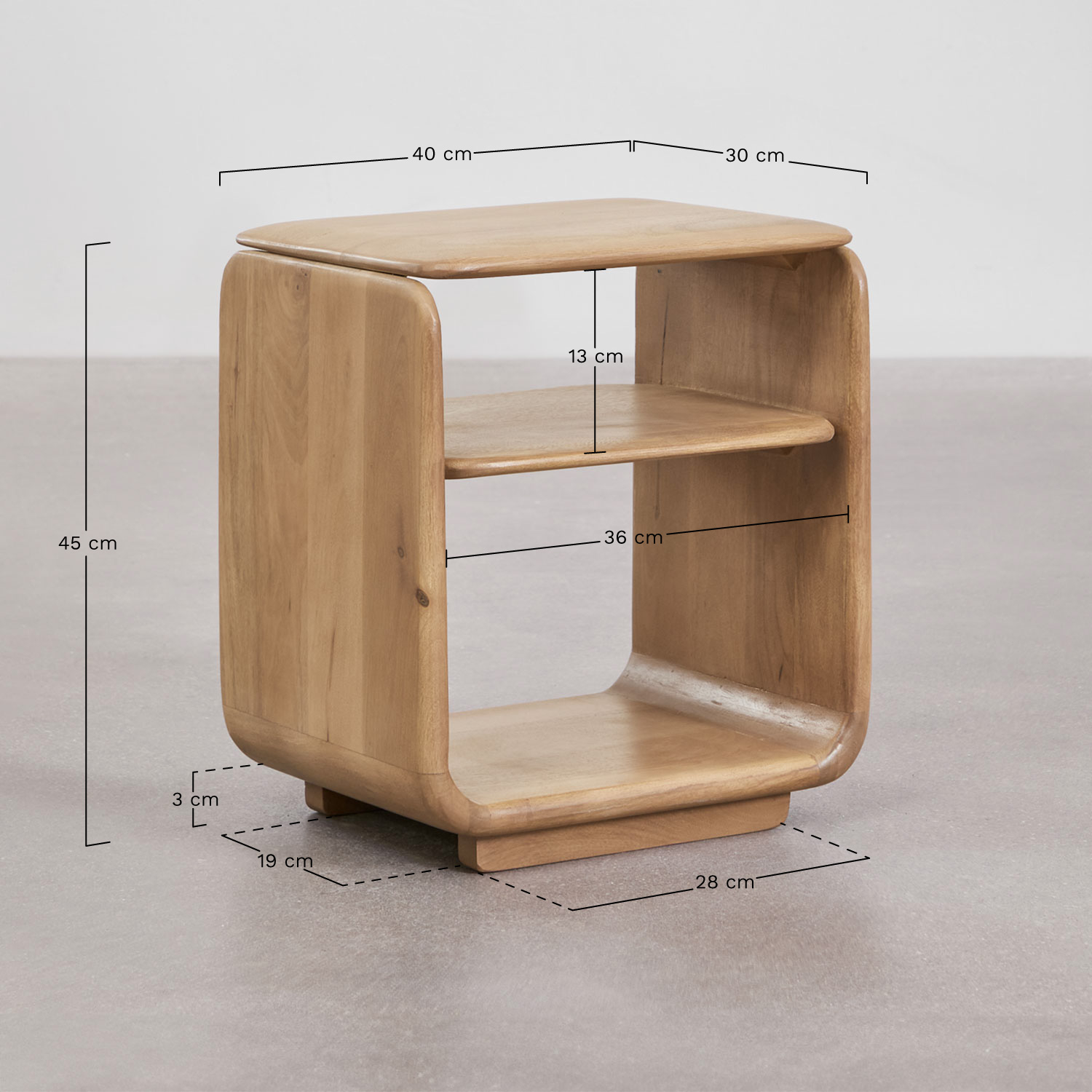 Pack of 2 rectangular bedside tables 40x30 cm in Tinsley wood, MEASURES