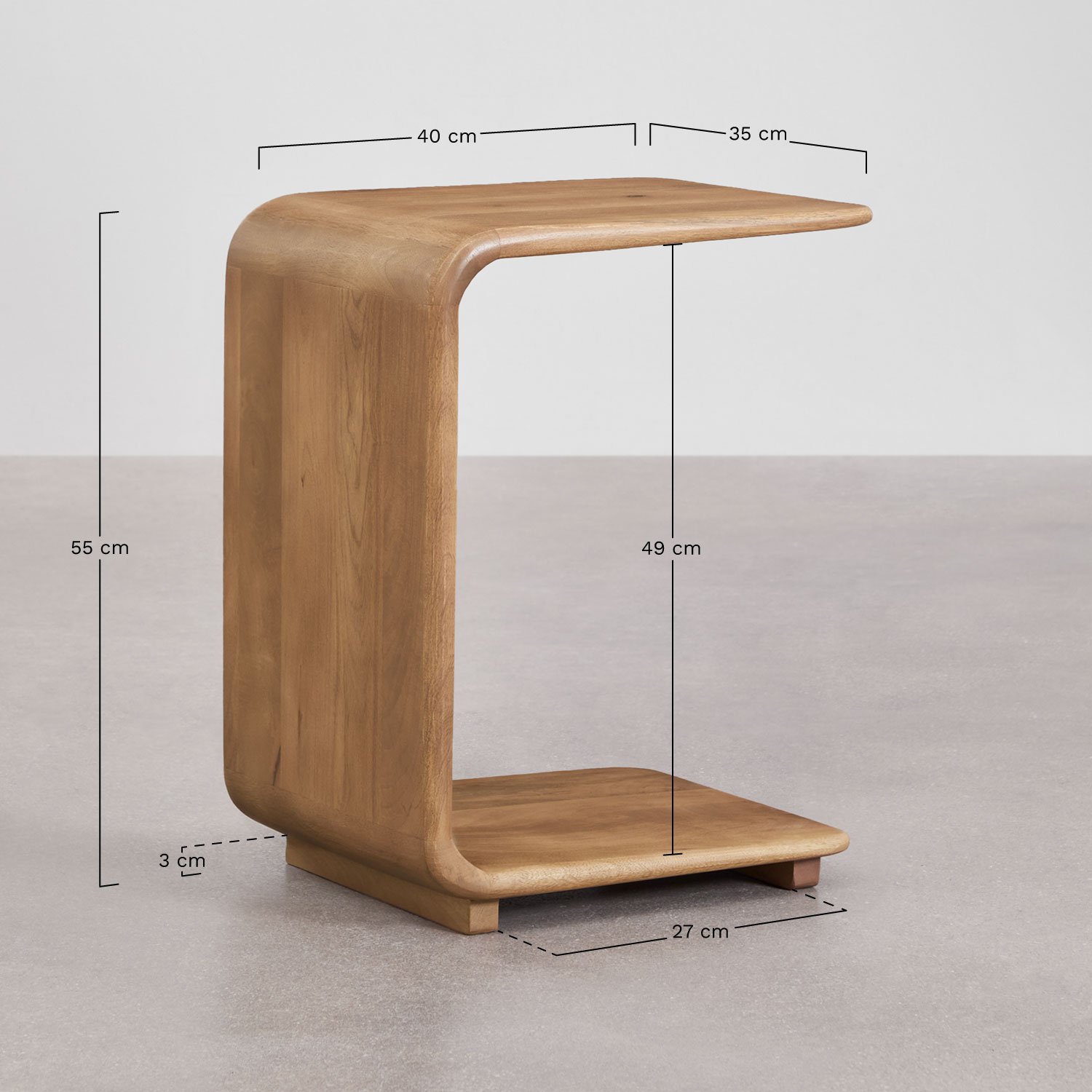 Pack of 2 bedside tables 35x40 cm in Tinsley wood, MEASURES