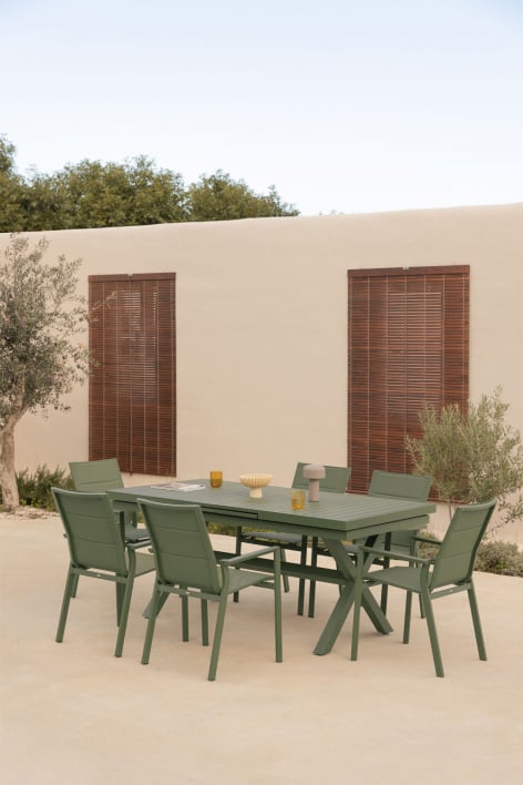 Karena extendable rectangular garden table 180-240x90 cm in aluminum - Deep Olive Green 