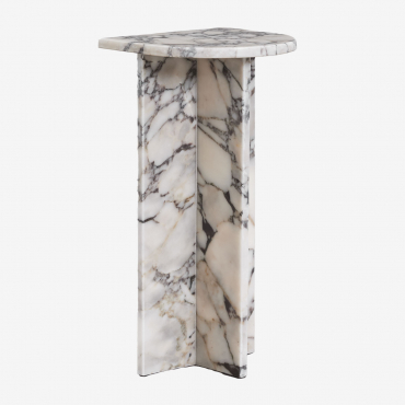 Corwel Natural Stone Nightstand White Marble Calacatta - Sklum