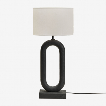 Tiberia Mango Wood Table Lamp Plain Black & White Ø30 Cm - ↑20 Cm Arlina - Sklum