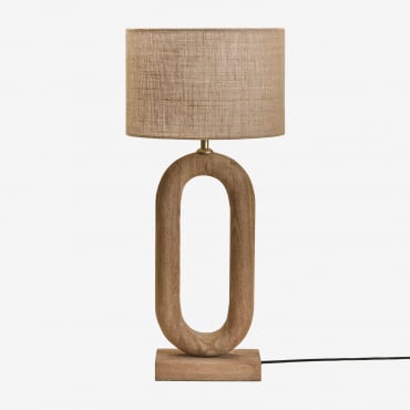 Tiberia Mango Wood Table Lamp Mango Wood & Beige Linen Ø30 Cm - ↑20 Cm Arlina - Sklum