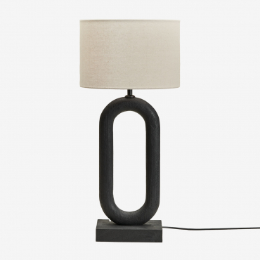 Tiberia Mango Wood Table Lamp Plain Black & Off-white Ø30 Cm - ↑25 Cm Arlina - Sklum