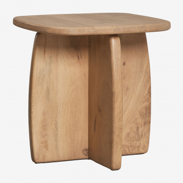Pack Of 2 Bedside Tables 45x45 Cm In Agathe Mango Wood Natural Wood - Sklum