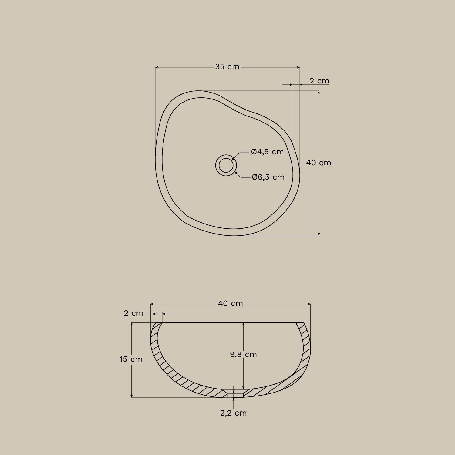 Fedro cement sink, MEASURES