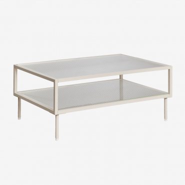Paoline Rectangular Steel And Glass Coffee Table Beige Cream - Sklum