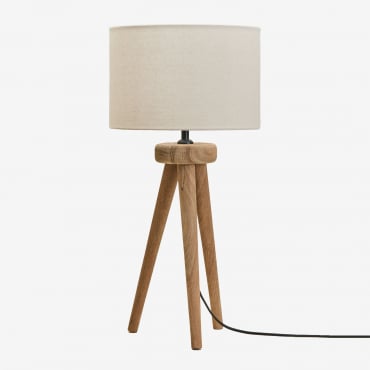 Simona Mango Wood Table Lamp Mango Wood & Off-white Ø30 Cm - ↑25 Cm Arlina - Sklum