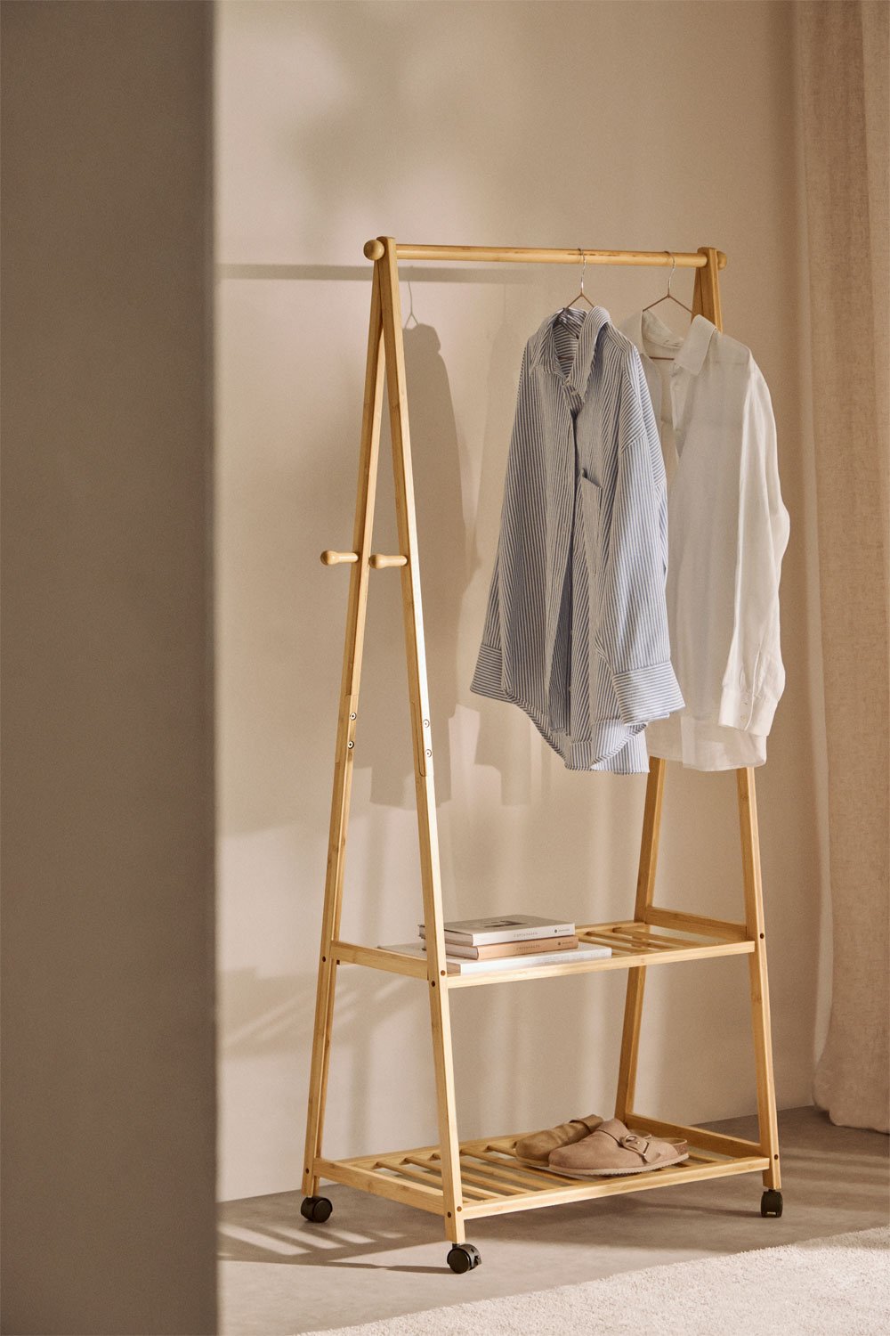 Kerk bamboo coat rack with shoe rack SKLUM