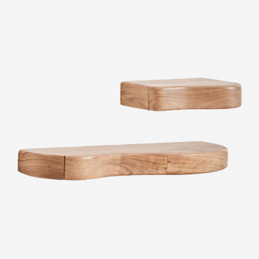 Set Of 2 Nireimi Acacia Wood Wall Shelves ↔︎ 40 Cm - ↔︎ 90 Cm - Sklum