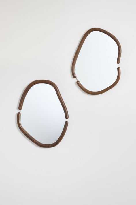 Set of 2 irregular wall mirrors in MDF Vixidel