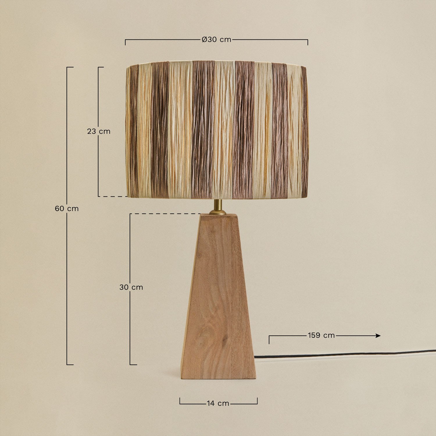Table lamp in Taraua mango wood, MEASURES