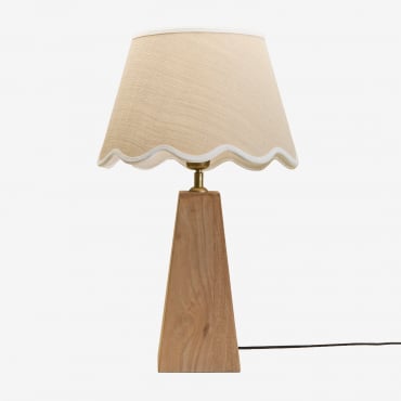 Table Lamp In Taraua Mango Wood Mango Wood & Jute Natural - White Cotton 35 Cm Berne - Sklum