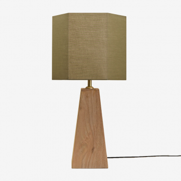 Table Lamp In Taraua Mango Wood Mango Wood & Sage Green Ø30 Cm - ↑25 Cm Tenerife - Sklum