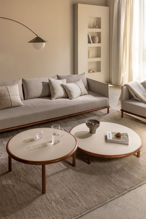 Set of 2 round acacia wood Olivia coffee tables