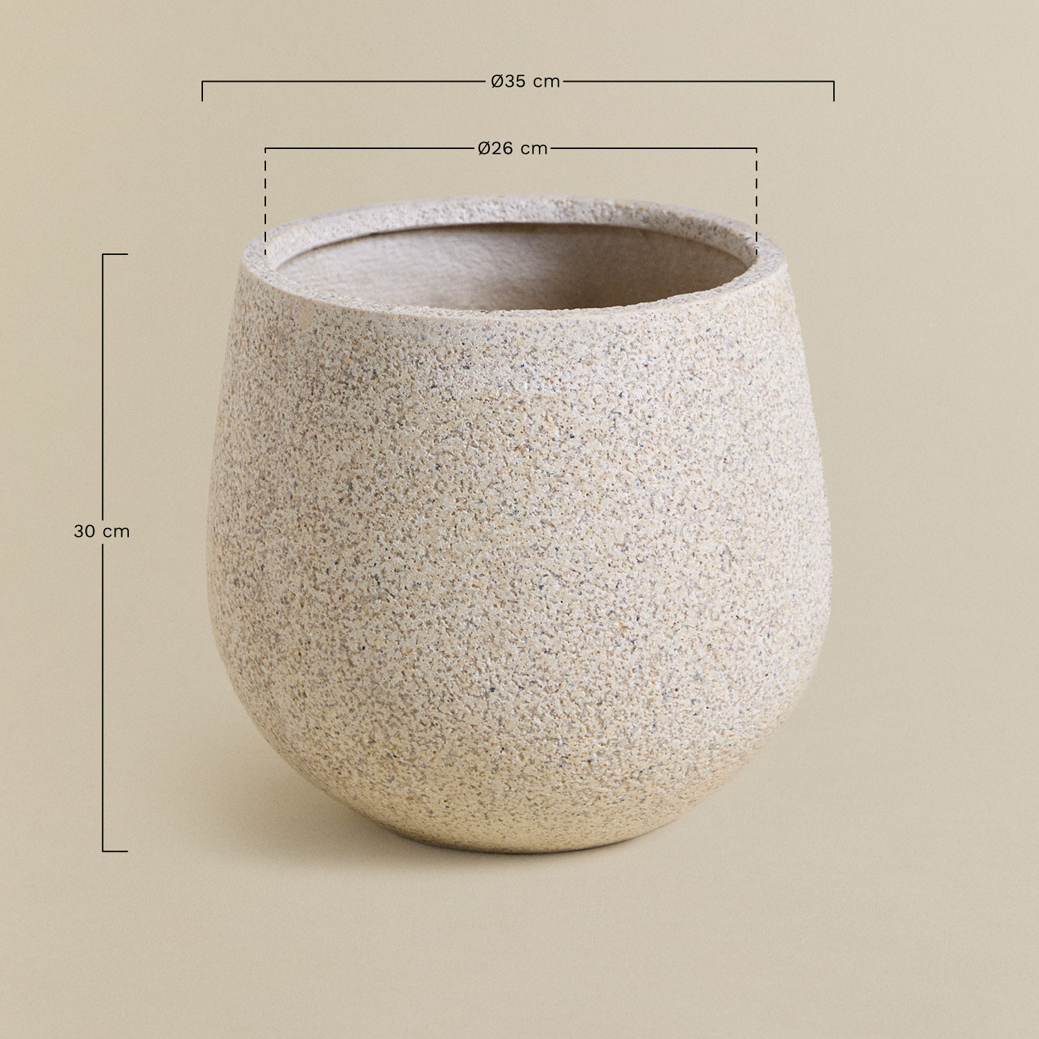 Set of 2 planters Ø35 cm / Ø50 cm in Ugor polyresin, MEASURES
