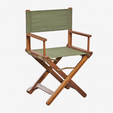 Pack Of 2 Folding Director's Chairs In Acacia Wood Ridley Deep Olive Green - Sklum
