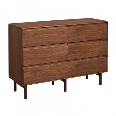 Treveris 6-drawer Wooden Chest Of Drawers Brown Chestnut - Sklum