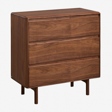 Treveris 3-drawer Wooden Chest Of Drawers Brown Chestnut - Sklum