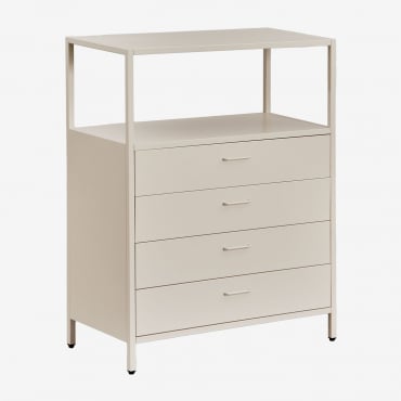 Janine 80x40 Cm Steel Chest Of Drawers Tapioca Beige - Sklum