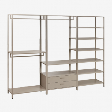 Janine 3-piece Open Modular Wardrobe With Steel Shelving Moka Brown - Sklum