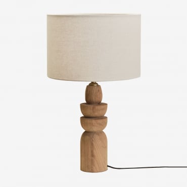 Koski Mango Wood Table Lamp Mango Wood & Off-white Ø30 Cm - ↑25 Cm Arlina - Sklum
