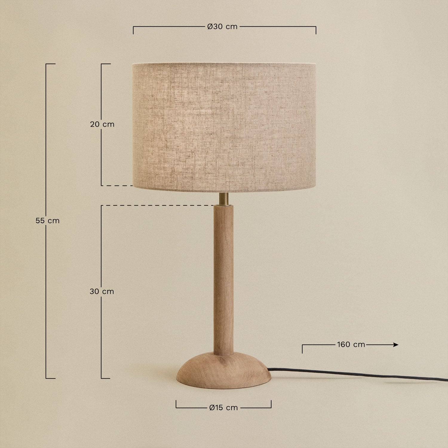 Harry mango wood table lamp, MEASURES