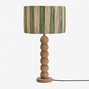 Soler Mango Wood Table Lamp Mango Wood & Army Green Ø30 Cm - ↑25 Cm Marsali - Sklum