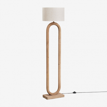 Tiberia Mango Wood Floor Lamp Mango Wood & Light Grey Taupe Ø40 Cm - ↑30 Cm Arlina - Sklum