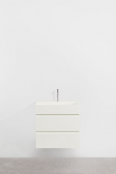 Suspended bathroom furniture set in wood and ash veneer with integrated Ona sink - White