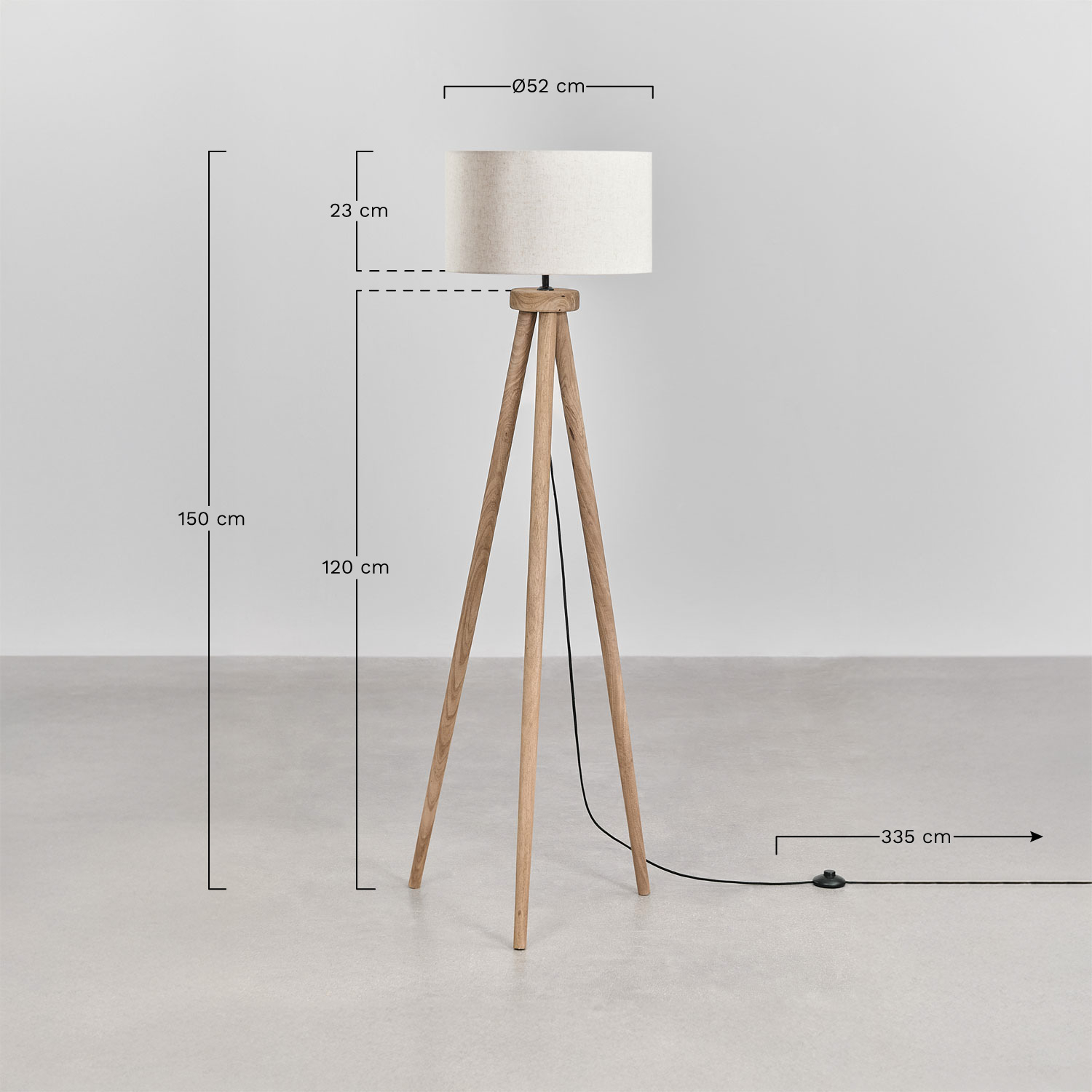 Simona mango wood floor lamp, MEASURES