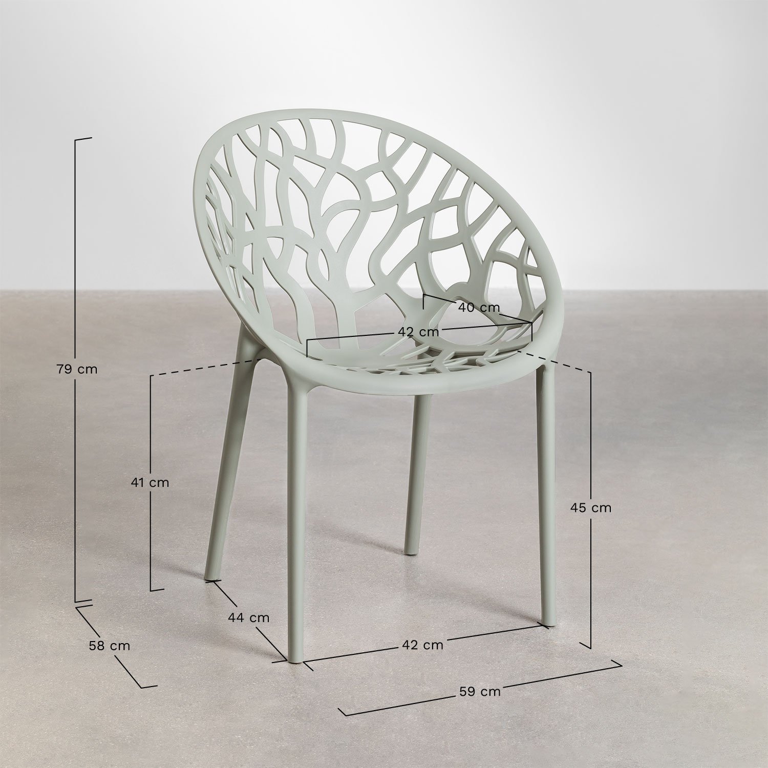 Pack of 2 Ores polypropylene stackable dining chairs, MEASURES