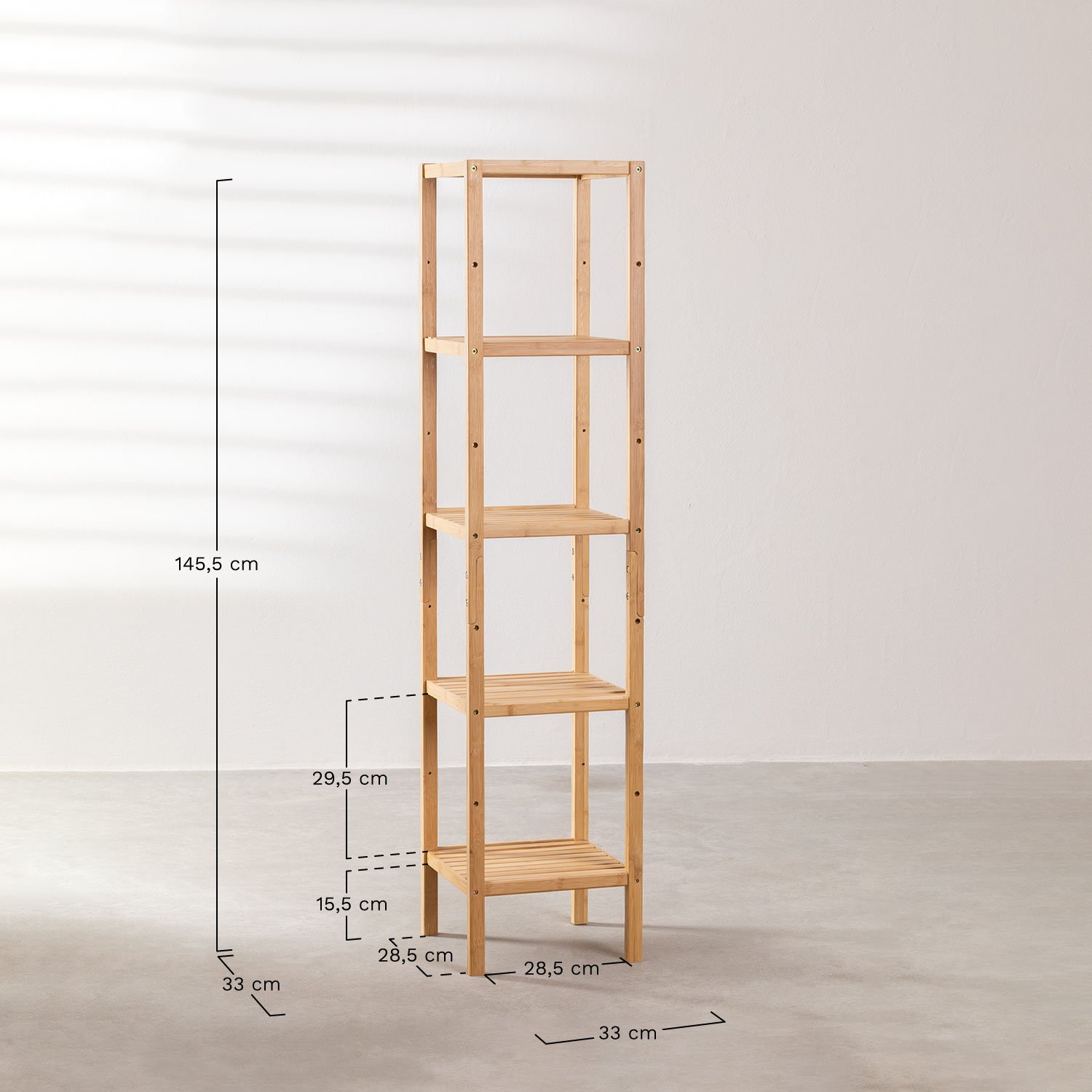 Bamboo Bookshelf Zarak, MEASURES