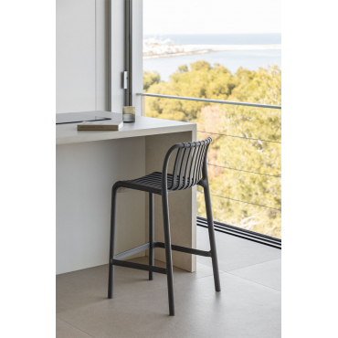 Stool Straddle High High stool 65 cm stackable in polypropylene graphite grey Wendell - SKLUM