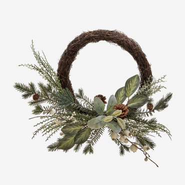 Decorative Christmas Wreath In Rattan With Pine Cones Kione Brown Chocolate - Sklum