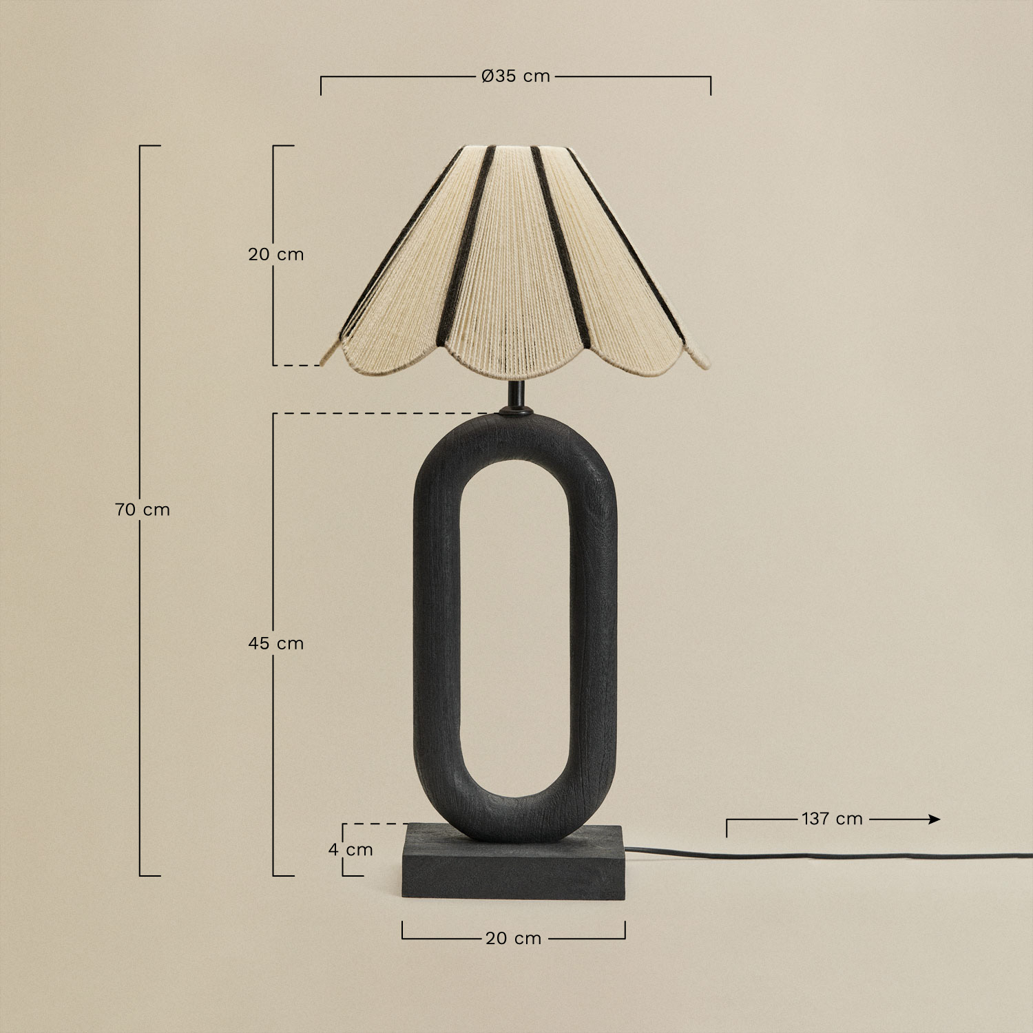 Tiberia mango wood table lamp, MEASURES