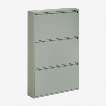 Logan Steel Shoe Rack Green Khaki & 3 Doors - Sklum