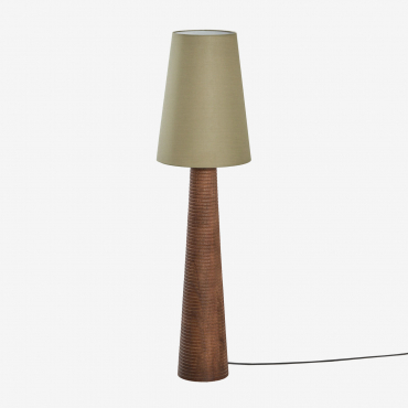 Malva Mango Wood Floor Lamp ↑70 Cm & Sage Green Ø30 Cm - ↑40 Cm Mallorca - Sklum