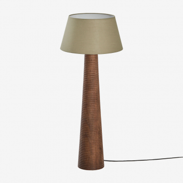 Malva Mango Wood Floor Lamp ↑70 Cm & Sage Green Ø40 Cm - ↑25 Cm Monaco - Sklum