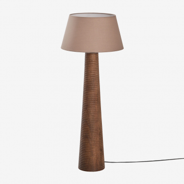 Malva Mango Wood Floor Lamp ↑70 Cm & Moka Brown Ø40 Cm - ↑25 Cm Monaco - Sklum