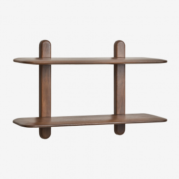 Veleta Wooden Wall Shelf Dark Acacia Brown & ↔︎ 80 Cm & 2 Shelves - Sklum