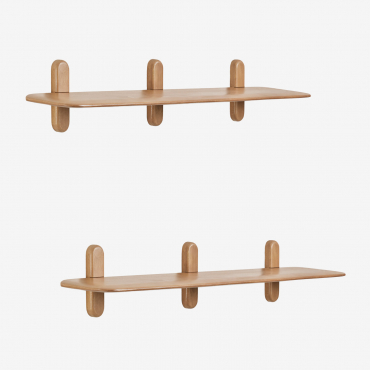 Pack Of 2 Veleta Wooden Wall Shelves Mango Wood & ↔︎ 130 Cm - Sklum