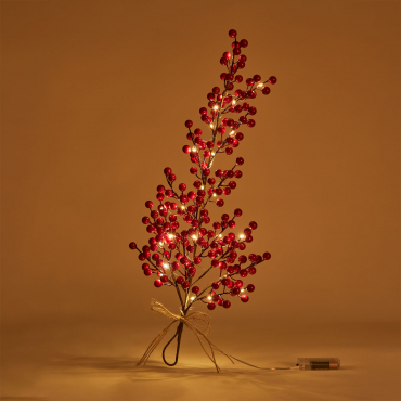 Phanya 60cm Teardrop Christmas Garland With Lights Red - Sklum