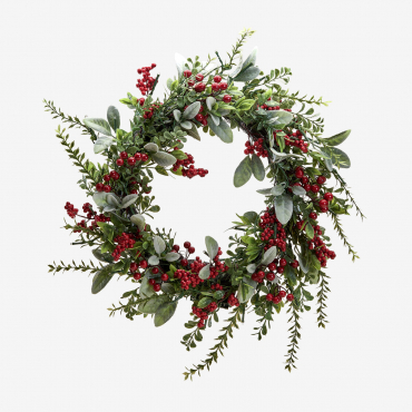 Christmas Decorative Wreath Ø60 Cm With Lights Eirune Green Grass - Sklum