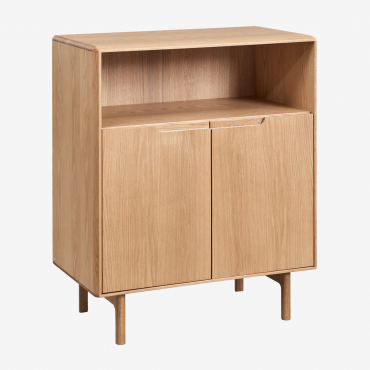 Tall Sideboard In Treveris Oak Wood Brown Oak & ↑100 Cm - Sklum