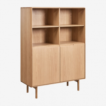 High Sideboard In Treveris Oak Wood Brown Oak & ↑150 Cm - Sklum